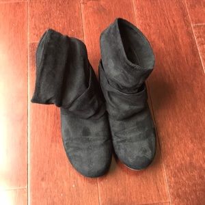 Black Faux Suede Ankle Booties